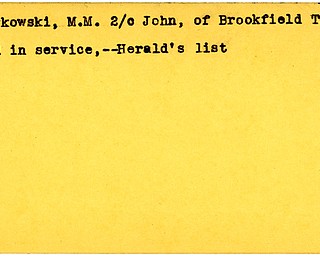 World War II, Vindicator, John Petrykowski, Brookfield Township, died in service, Herald's list