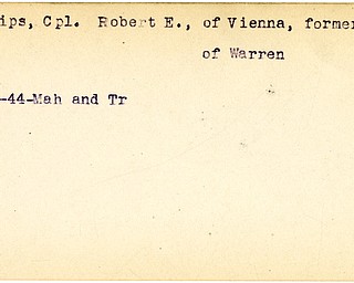 World War II, Vindicator, Robert E. Philips, Vienna, Warren, 1944, Mahoning, Trumbull