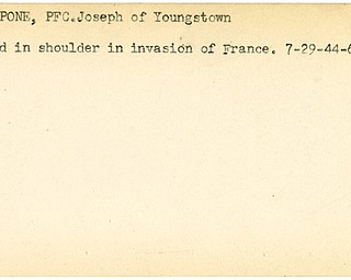 World War II, Vindicator, Joseph Phillipone, Youngstown, wounded, France, 1944