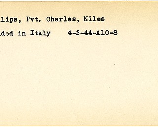 World War II, Vindicator, Charles Phillips, Niles, wounded, Italy, 1944