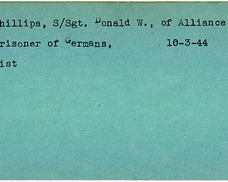 World War II, Vindicator, Donald W. Phillips, Alliance, prisoner, Germans, Germany, 1944