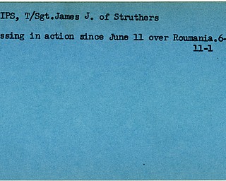 World War II, Vindicator, James J. Phillips, Struthers, missing, Roumania, Romania, 1944