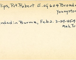World War II, Vindicator, Robert E. Phillips, Youngstown, wounded, Burma, 1945, Mahoning, Trumbull