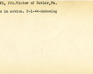 World War II, Vindicator, Victor Phillips, Butler, Pennsylvania, wounded, 1944, Mahoning