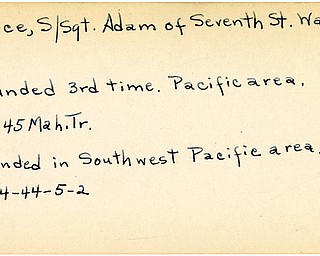 World War II, Vindicator, Adam Pierce, Warren, wounded, Pacific, wounded third time, 1944, 1945, Mahoning, Trumbull