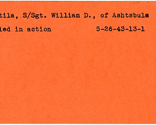 World War II, Vindicator, William D. Pietila, Ashtabula, killed, 1943