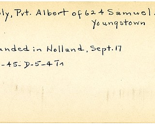 World War II, Vindicator, Albert Pipoly, Youngstown, wounded, Holland, 1945, Trumbull