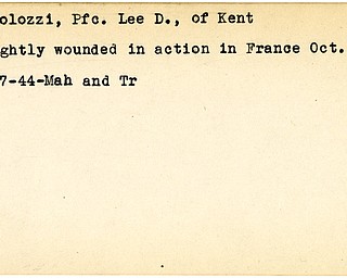 World War II, Vindicator, Lee D. Pirolozzi, Kent, wounded, France, 1944, Mahoning, Trumbull