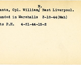 World War II, Vindicator, William R. Plantz, East Liverpool, wounded, Marshalls, 1944, Purple Heart, Mahoning