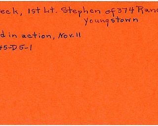 World War II, Vindicator, Stephen Plateck, Youngstown, killed, 1945