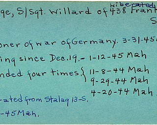 World War II, Vindicator, Willard Plegge, Salem, wounded, wounded four times, missing, prisoner, Germany, liberated, Stalag, 1944, 1945, Mahoning