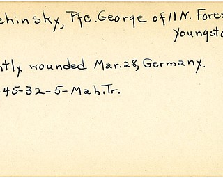 World War II, Vindicator, George Pluchinsky, Youngstown, wounded, Germany, 1945, Mahoning, Trumbull