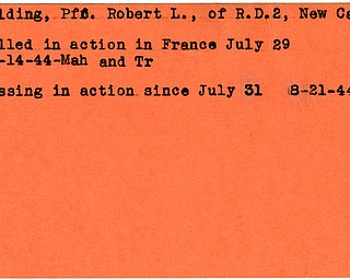 World War II, Vindicator, Robert L. Polding, New Castle, missing, 1944, killed, France, Mahoning, Trumbull