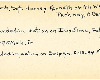 World War II, Vindicator, Harvey Kenneth Pollock, New Castle, wounded, Iwo Jima, Saipan, 1944, 1945, Mahoning, Trumbull