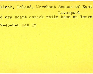 World War II, Vindicator, Leland Pollock, East Liverpool, died of heart attack, home leave, 1945, Mahoning, Trumbull