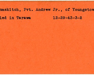 World War II, Vindicator, Andrew Polmaskitch Jr., Youngstown, killed, Tarawa, 1943