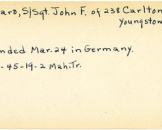 World War II, Vindicator, John F. Pomaro, Youngstown, wounded, Germany, 1945, Mahoning, Trumbull