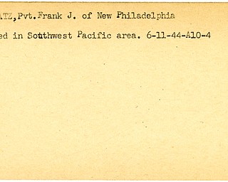 World War II, Vindicator, Frank J. Pongratz, New Philadelphia, wounded, Southwest Pacific, Pacific, 1944