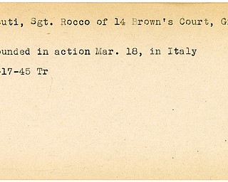 World War II, Vindicator, Rocco Pontuti, Girard, wounded, Italy, 1945, Trumbull