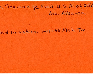 World War II, Vindicator, Emil Popa, Alliance, killed, 1945, Mahoning, Trumbull