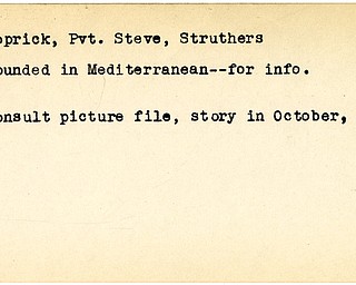 World War II, Vindicator, Steve Poprick, Struthers, wounded, Mediterranean, 1943