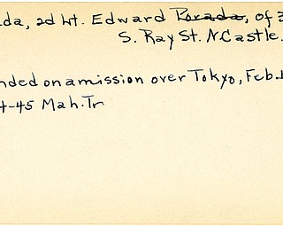 World War II, Vindicator, Edward Porada, New Castle, wounded, Tokyo, 1945, Mahoning, Trumbull