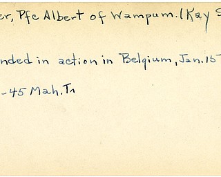 World War II, Vindicator, Albert Porter, Wampum, wounded, Belgium, 1945, Mahoning, Trumbull