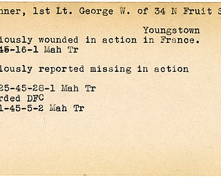 World War II, Vindicator, George W. Poschner, missing, wounded, France, Youngstown, Awarded DFC, 1945, Mahoning, Trumbull
