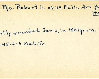 World War II, Vindicator, Robert L. Post, Youngstown, wounded, Belgium, 1945, Mahoning, Trumbull