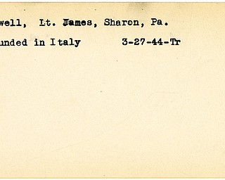World War II, Vindicator, James Powell, Sharon, Pennsylvania, wounded, Italy, 1944, Trumbull