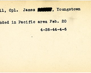 World War II, Vindicator, James Powell, Youngstown, wounded, Pacific, 1944