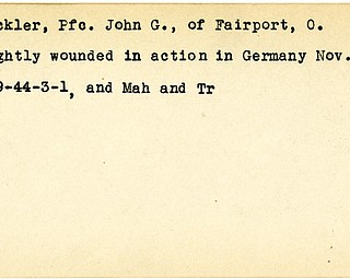 World War II, Vindicator, John G. Preckler, Fairport, Ohio, wounded, Germany, 1944, Mahoning, Trumbull