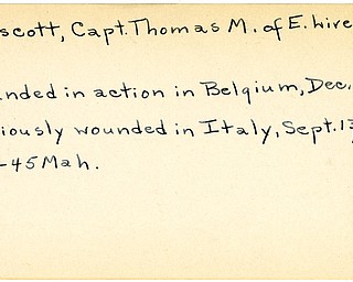 World War II, Vindicator, Thomas M. Prescott, East Liverpool, wounded, Italy, Belgium, 1944, 1945, Mahoning