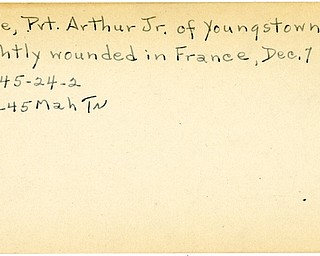 World War II, Vindicator, Arthur Price Jr., Youngstown, wounded, France, 1945, Mahoning, Trumbull