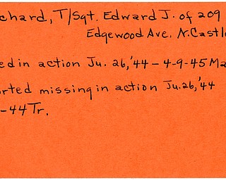 World War II, Vindicator, Edward J. Pritchard, New Castle, missing, killed, 1944, 1945, Mahoning, Trumbull