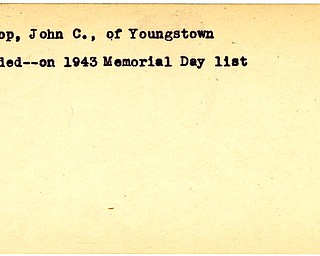 World War II, Vindicator, John C. Prokop, Youngstown, wounded, 1943, Memorial Day list