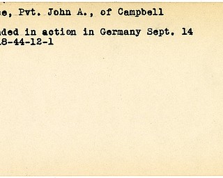 World War II, Vindicator, John A. Pruce, Campbell, wounded, Germany, 1944