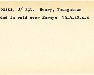 World War II, Vindicator, Henry Prezelomski, Henry Przolomski, Youngstown, wounded, Europe, 1943