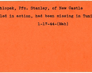 World War II, Vindicator, Stanley Puchlopek, New Castle, missing, Tunisia, killed, 1944, Mahoning