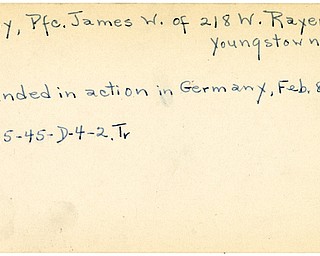 World War II, Vindicator, James W. Purdy, Youngstown, wounded, Germany, 1945, Trumbull