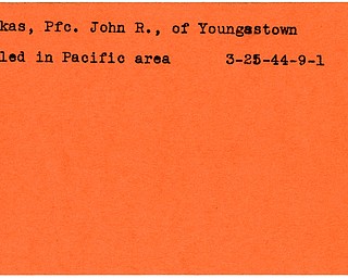 World War II, Vindicator, John R. Puskas, Youngstown, killed, Pacific area, Pacific, 1944