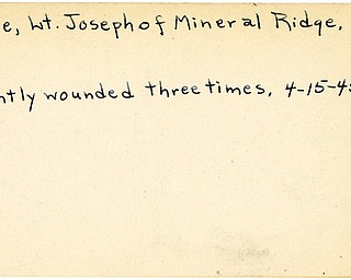 World War II, Vindicator, Joseph Lane, Mineral Ridge, wounded, three times, 1945, Trumbull