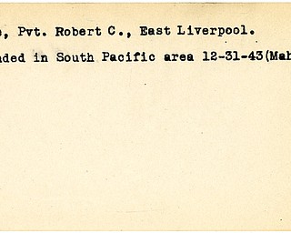 World War II, Vindicator, Robert C. Lane, East Liverpool, wounded, South Pacific, 1943, Mahoning
