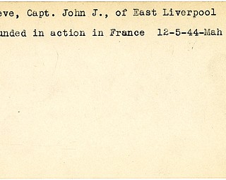 World War II, Vindicator, John J. Laneve, East Liverpool, wounded, France, 1944, Mahoning, Trumbull