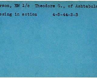 World War II, Vindicator, Theodore G. Larson, Ashtabula, missing, 1944