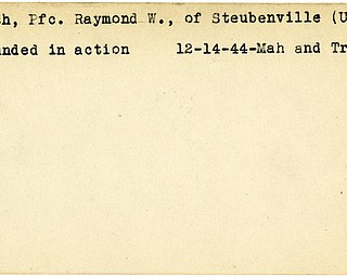 World War II, Vindicator, Raymond W. Lash, Steubenville, wounded, 1944, Mahoning, Trumbull