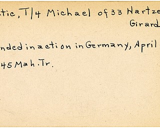 World War II, Vindicator, Michael Lastic, Girard, wounded, Germany, 1945, Mahoning, Trumbull