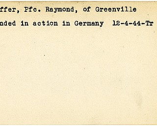 World War II, Vindicator, Raymond Lauffer, Greenville, wounded, Germany, 1944, Trumbull