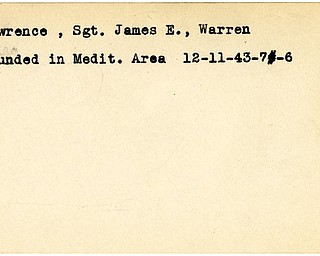 World War II, Vindicator, James E. Lawrence, Warren, wounded, Mediterranean, 1943