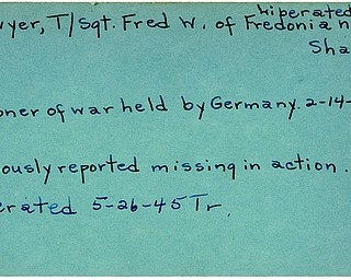World War II, Vindicator, Fred W. Lawyer, Fredonia, Sharon, missing, prisoner, Germany, liberated, 1945, Trumbull